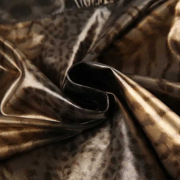 Vintage Leopard Print Gold Y2K Aesthetic Sleeveless Crop Top Women Sexy Backless - Picture 8 of 9